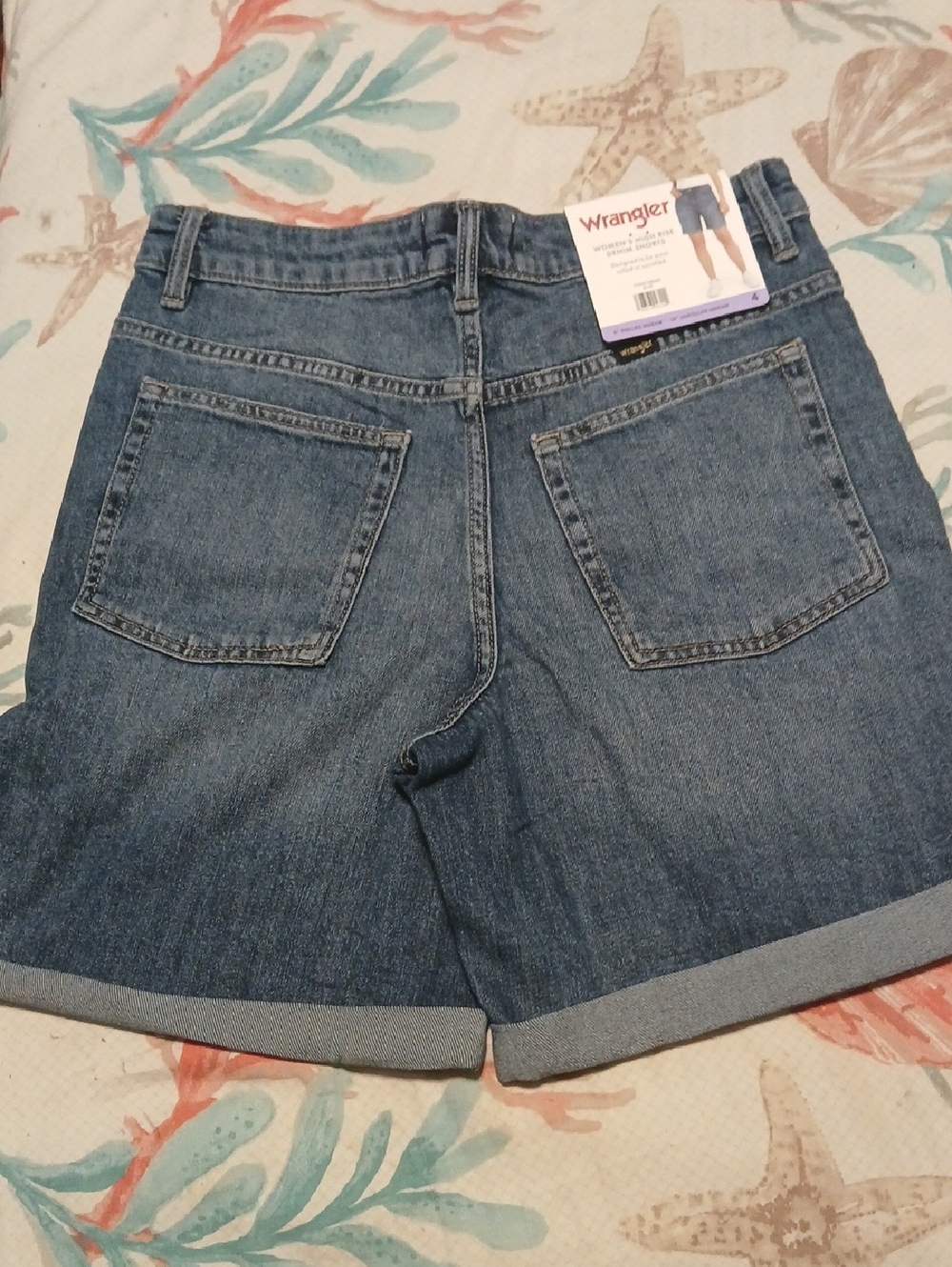 Wrangler Denim Roll Cuff Shorts - Medium Blue Wash